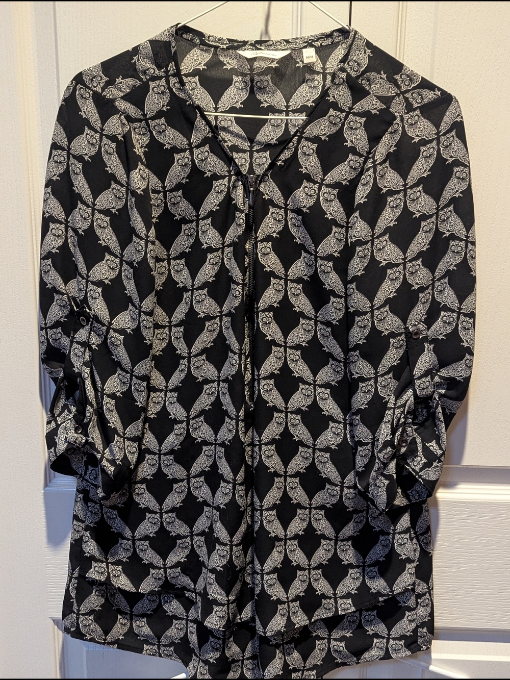 Reitmans Black Shirt with White Owl Print
